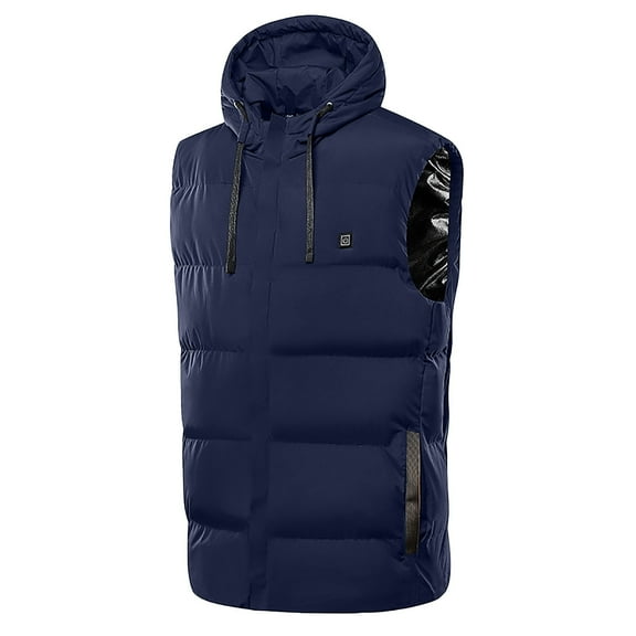 Itsun Heated Jacket Outdoor Warm Fashion Vest Heated Charging via Solid Casual Coat for Riding Skiing Fishing Dark Blue 4XL