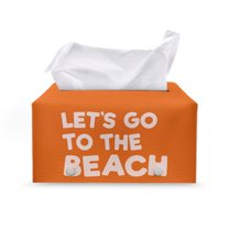 Psesaysky Tissue Box Cover Rectangle Go to Beach Waterproof PU Leather Tissue Box Holder Orange Decorative Organizer for Bathroom Home Office Table Coffee