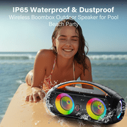 JYX Party Speaker, Waterproof Outdoor Speakers Bluetooth, Portable Boombox with DJ Lights for Pool Beach Party