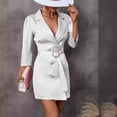 thumbnail image 4 of Lovskoo Women's Work Dresses Business Long Sleeve Belted Double Breasted Blazer Dress White, 4 of 6