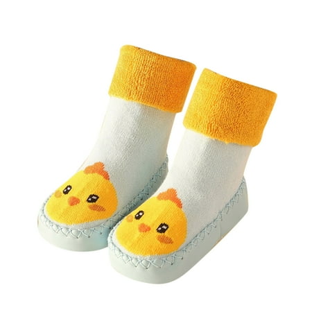 

Zlekejiko Children Toddler Autumn And Winter Boys And Girls Floor Sports Shoes And Socks Flat Soles Non Slip Warm And Comfortable Colorblock Cute Cartoon Animal Pattern