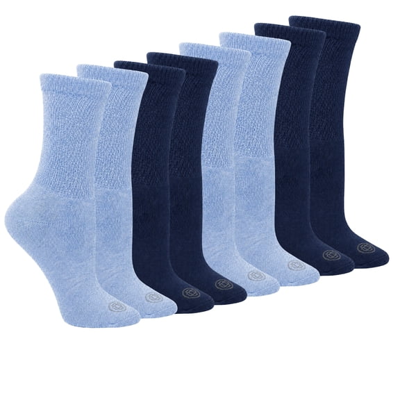 Doctor's Choice Diabetic Full Cushion Crew Women's Socks, Large, Women's Shoe Size 10-13, 4 Pack