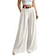 thumbnail image 2 of Aimik Women's High Waist Pleated Wide Leg Dress Pants Solid Color Straight Leg Trousers with Belt Work Business Long Pant, 2 of 6