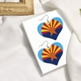 thumbnail image 2 of Fashion Art Leather Earrings For Women Arizona Flag Logo Double-Sided Heart Dangle Drop Earrings, 2 of 7