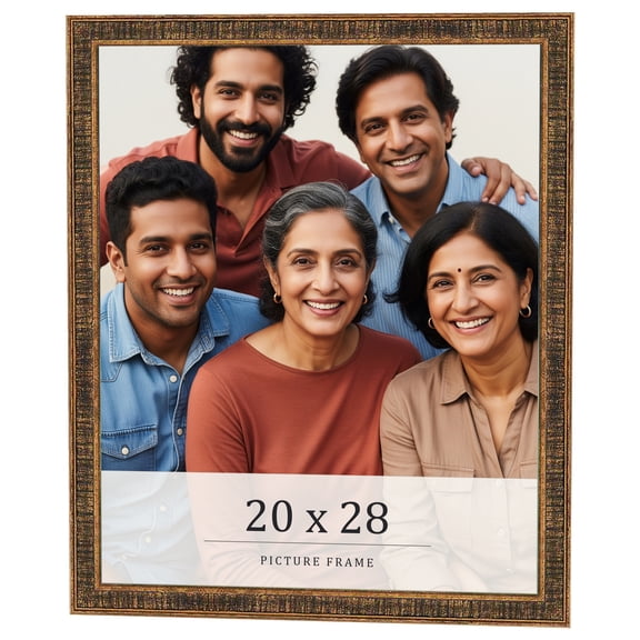 20x28 Frame Gold Kingsley Distressed Solid Wood Picture Frame Width 0.75 Inches | Interior Frame