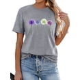 thumbnail image 3 of Xuanfei Women Colorful Dandelion Graphic Print Round Neck Short Sleeve T-Shirt, 3 of 7