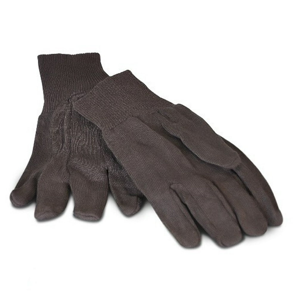 12 Pairs Brown Jersey Work Gloves Industrial Men's Size + Free Shipping