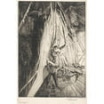 thumbnail image 2 of Marcel Roux 11x14 Black Ornate Wood Framed Double Matted Museum Art Print Titled: Spider Web with Human -Like Spider Who Caught a Man, 2 of 5