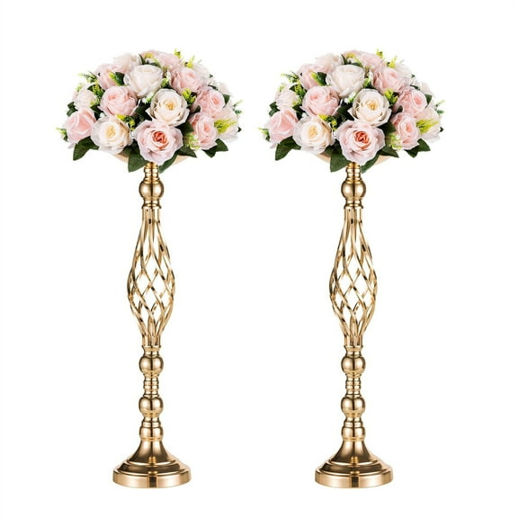 2 Pack Metal Wedding Flower Trumpet Vase, 23 Inch Tall Flower Stand, Decorative Centerpiece Artificial Flower Arrangements for Wedding, Birthday, Anniversary Ceremony, Home Decor