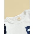 thumbnail image 4 of Independence Day Baby Clothes Star Contrast Color Stripe Print Crew Neck T-Shirts Elastic Waist Shorts 2Pcs Set, 4 of 8