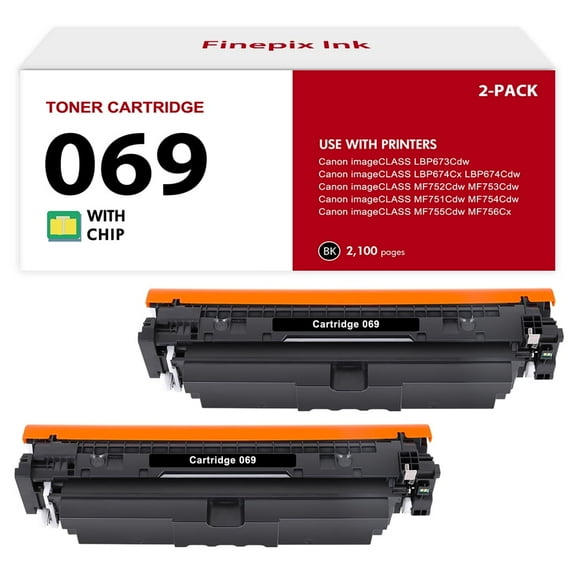 069 069H Toner Cartridges High Yield with Chip Compatible for Canon 069 CRG-069 Canon imageCLASS LBP673Cdw LBP674Cx LBP674Cdw MF752Cdw MF753Cdw MF751Cdw MF756Cx (Black, 2-Pack)