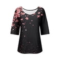 thumbnail image 5 of Tittly Cute Summer Tops for Women, 3/4 Sleeve Shirts for Women Dressy Tunic Tops Casual Wear with Floral, Graphic Tees for Women, V Neck T Shirts for Women Black L, 5 of 5
