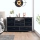 thumbnail image 4 of 8-cajón mesa de TV con power outlet & led long cómoda con wood top para 55in tv ideal para para dormitorio sala de estar o closet almacenamiento, 4 of 5