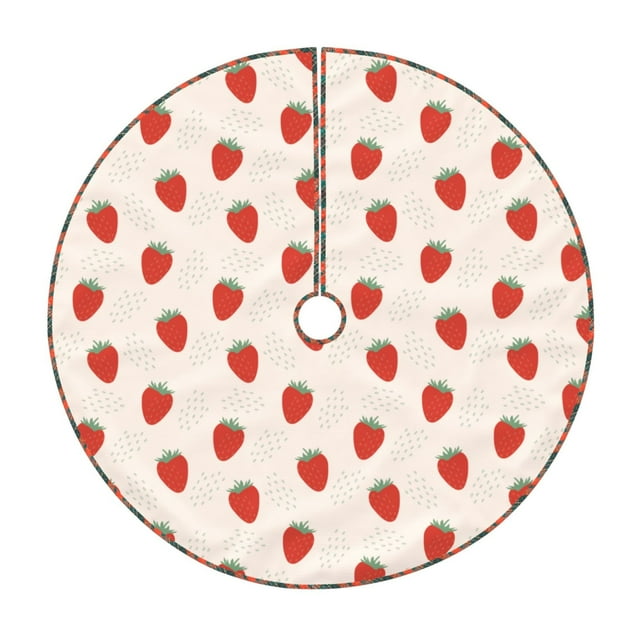 Fotbe Hand Drawn Strawberry Pattern Christmas Tree Skirt, Tree Skirts Plush Christmas Decorations, Christmas Tree Skirts Xmas Decorations Holiday Party Decor-30"