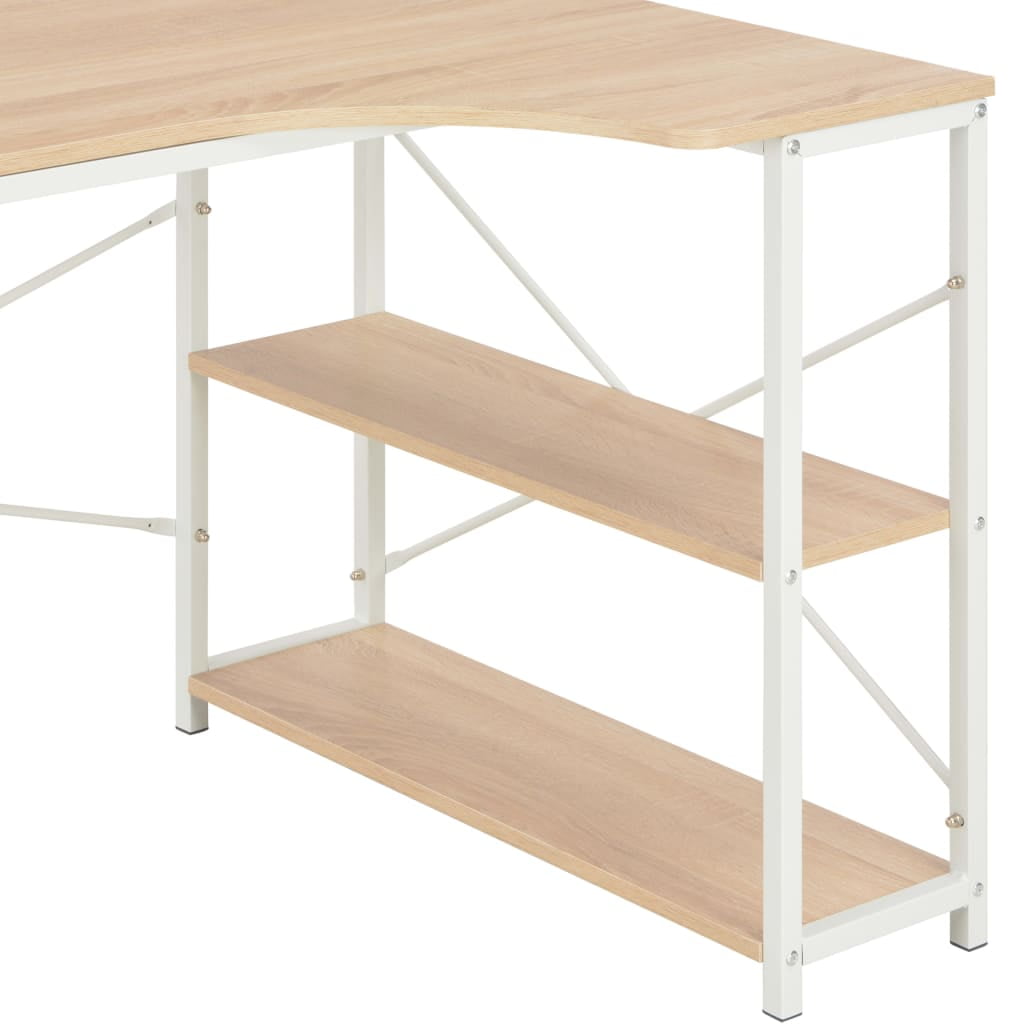 Writing Desk with 2 Shelves, Modern Computer Desk for Home Office, Black+Oak