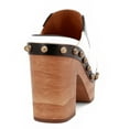 thumbnail image 3 of XYD Women Clog Mules Open Toe Multicolor Patchwork Platform Block Heels Rivets Studs Slip-ons Retro Shoes Size 5 Black White, 3 of 4