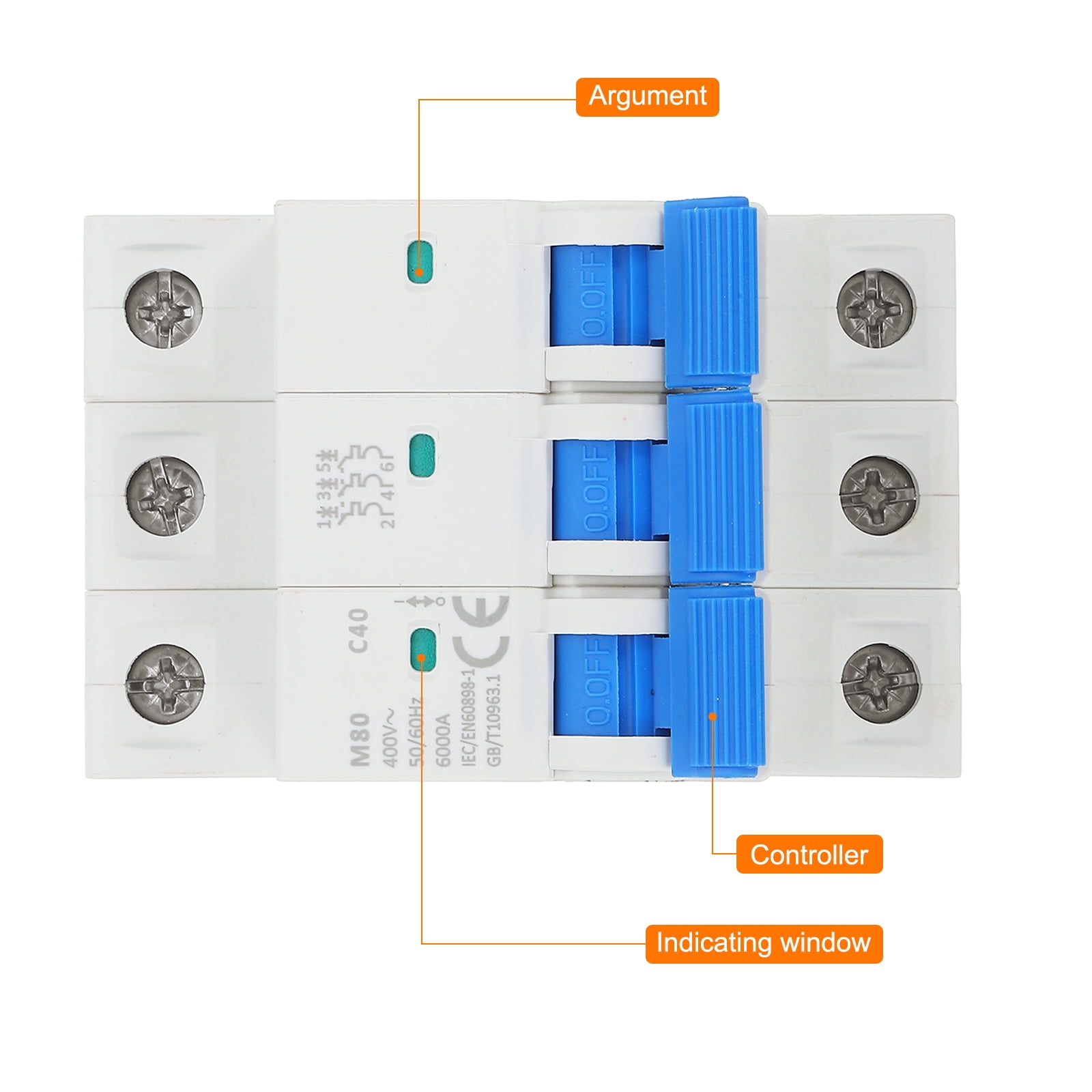 1 Pcs AC Miniature Circuit Breaker 3P 40A 400V Isolator M80AC DIN Rail Mount Disconnect Switch Circuit Breaker Protection Thermal Magnetic Trip