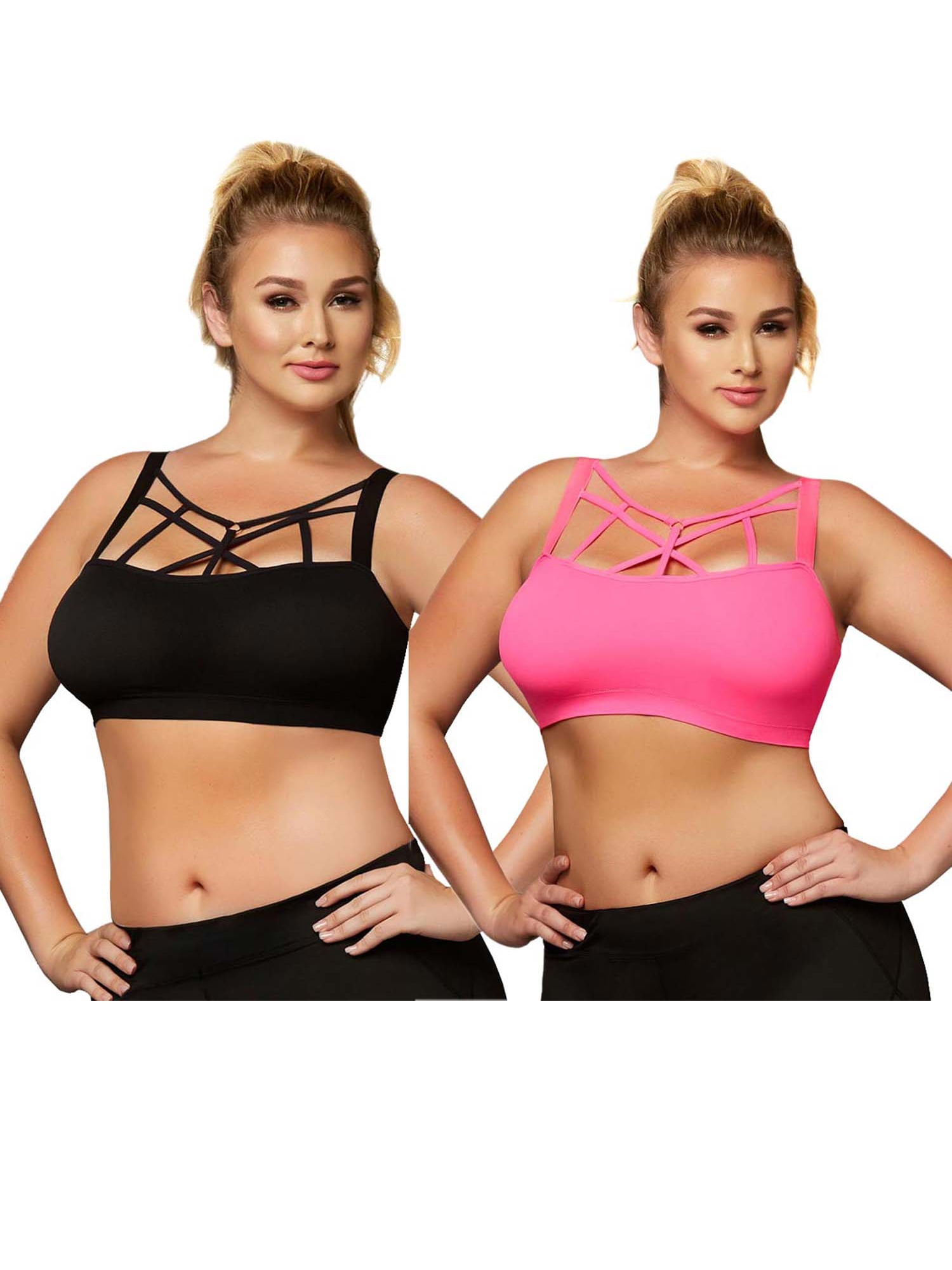Womens Plus Size Sports Bra Padded Seamless Active Wear Racerback