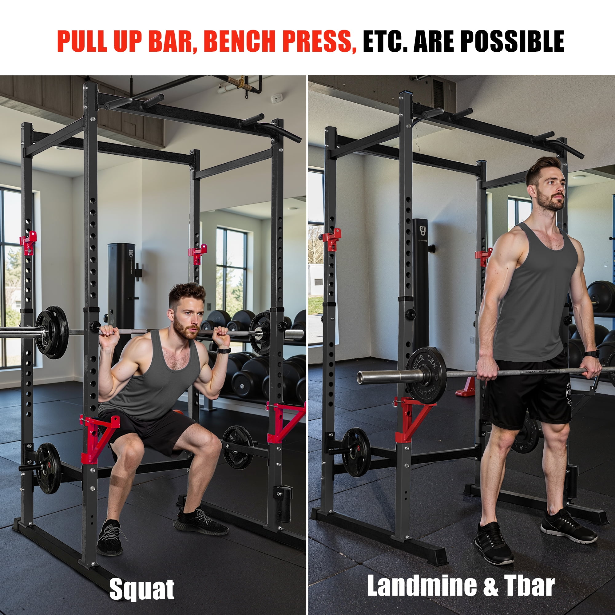 Primy 1000lb Capacity Power Rack, Rack Cage for Weight Training, Adjustable Squat Stand Rack for Home Gym Equipment, Lifting Cage