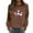 Brown, variant on Fiaer Snowman Womens Sweatshirts Christmas Crew Neck Long Sleeve Pullover Plus Size Baggy Fashion Cozy Holiday Tops Pink S