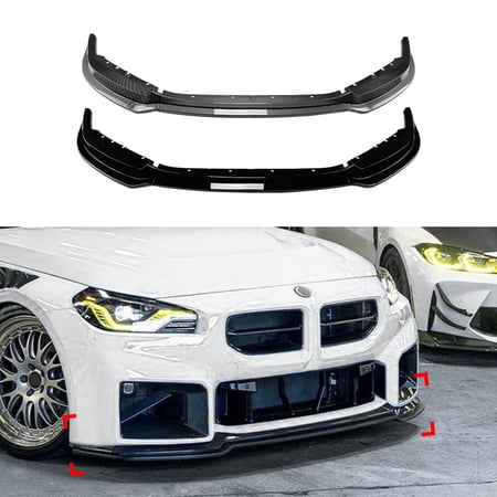 Front Bumper Spoiler Splitter Lip For BMW 2 Series M2 G87 2023-2024 Glossy Black Carbon Fiber Look