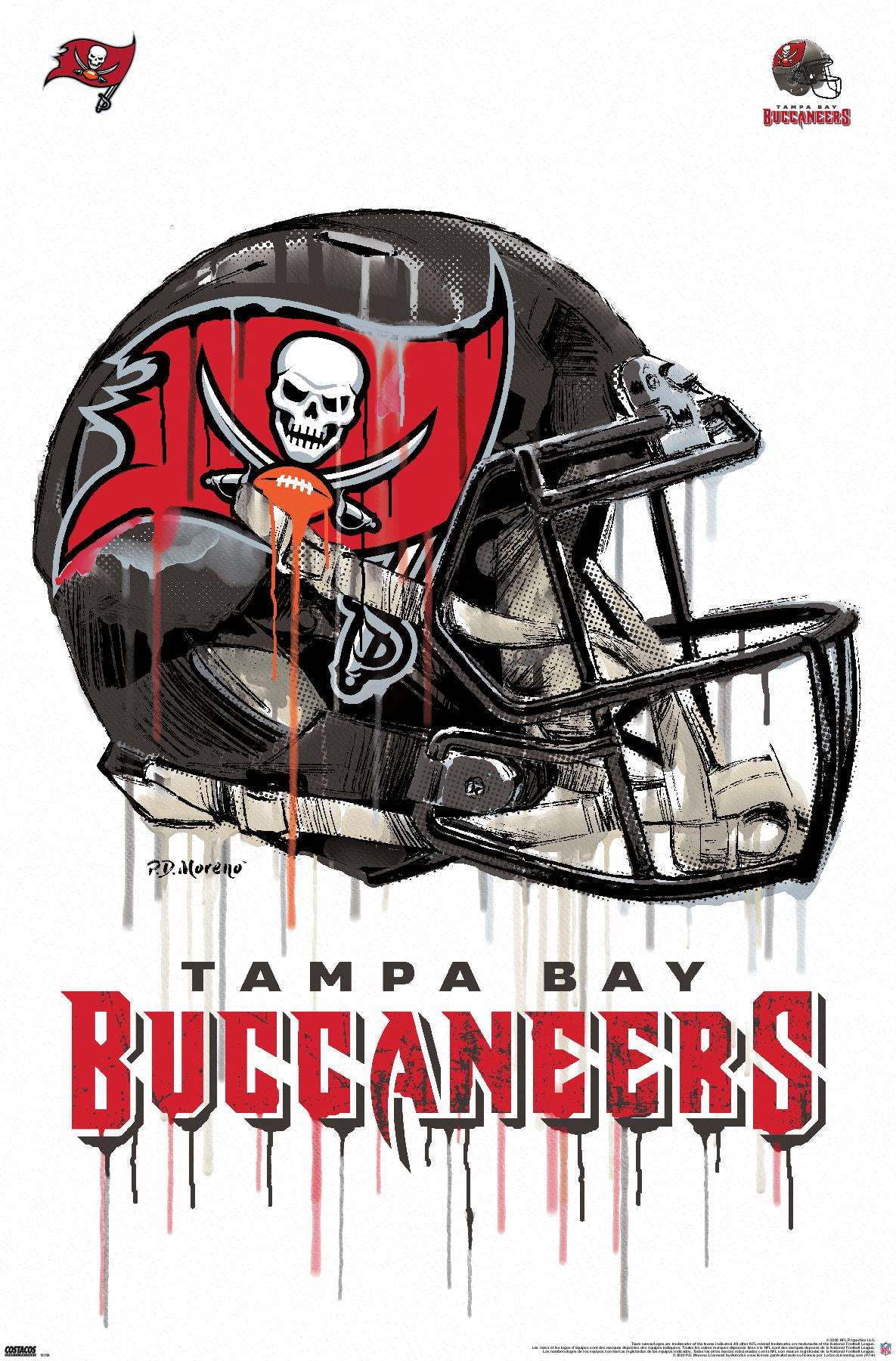 NFL Tampa Bay Buccaneers - Drip Helmet 20 Wall Poster, 22.375\, image size:1185x1800