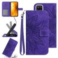 thumbnail image 1 of Feishell Slim Wallet Case for Samsung Galaxy A42 5G,for Men Women,Sunflower Embossed Pattern PU Leather Flip Cover Magnetic Closure Folio Card Slots Kickstand Phone Case with Hand Strap,Darkpurple, 1 of 11