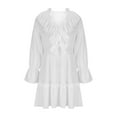 thumbnail image 4 of Taylonsss Womens Fashion Casual V Neck Ruffle Sleeve Long Sleeve Waist-Cinching Short Solid Color Dress, 4 of 6