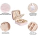 thumbnail image 2 of Joyero de viaje de terciopelo rosa esponjoso - Joyero pequeño para mujer, estuche de viaje para joyas - Organizador de pendientes con espejo, 2 of 5
