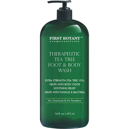 Antifungal Tea Tree Oil Body Wash - HUGE 16 OZ - 100% Pure & Natural - Extra Strength Professional Grade (Tea tree 10% conc) - Helps Soothe Toenail Fungus, Athlete Foot, Body Itch, Jock Itch &