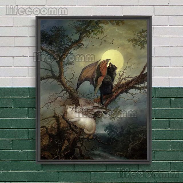 Pintura en lienzo de arte de pared Vintage de Anubis,Baphomet, Gato Negro, cabra oscura, Impresión de póster de Arte de Academia oscura victoriana, decoración del hogar Witchy