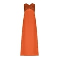 thumbnail image 4 of ITSAME Women's Maxi Dress, Sleeveless Solid Color Sexy Cross Neck Summer Casual Flowy Long Dresses Orange XS, 4 of 8