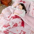 thumbnail image 4 of Castle Fairy Letter Personalized 7 Pieces Bedding Comforter Set,Bowknot Flower Full Bedding Set Lightweight,Pink Red Fitted Sheet Flat Sheet,Lightweight Initial Room Decoration, 4 of 7