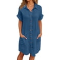 thumbnail image 2 of Lkhaha Womens Swimsuit Coverup Shirt Mini Dress&nbsp;Solid Button Down Bathing Suit Cover Up Summer Beach Bathing Suit Blue L, 2 of 6