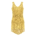 thumbnail image 5 of vastwit Womens Sequin Tassel Flapper Dress Sleeveless Fringed Latin Salsa Ballroom Dance Dress Gold M, 5 of 7