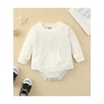 thumbnail image 3 of Qiylii Baby Cotton Romper, Long Sleeve O-Neck Solid Color Pocket Bodysuit,0-18M, 3 of 9