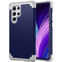 Decase Compatible with Samsung Galaxy S23 Ultra Case, Heavy Duty Shockproof Protection Soft Silicone Rubber Hard Plastic Bumpers Hybrid Protective Case for Samsung Galaxy S23 Ultra, Darkblue