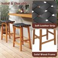 thumbnail image 7 of Counter Height Woven Saddle Bar Stool Set of 2 PU Leather Barstools for Kitchen Island, Outdoor Patio Dining Chair, 7 of 7
