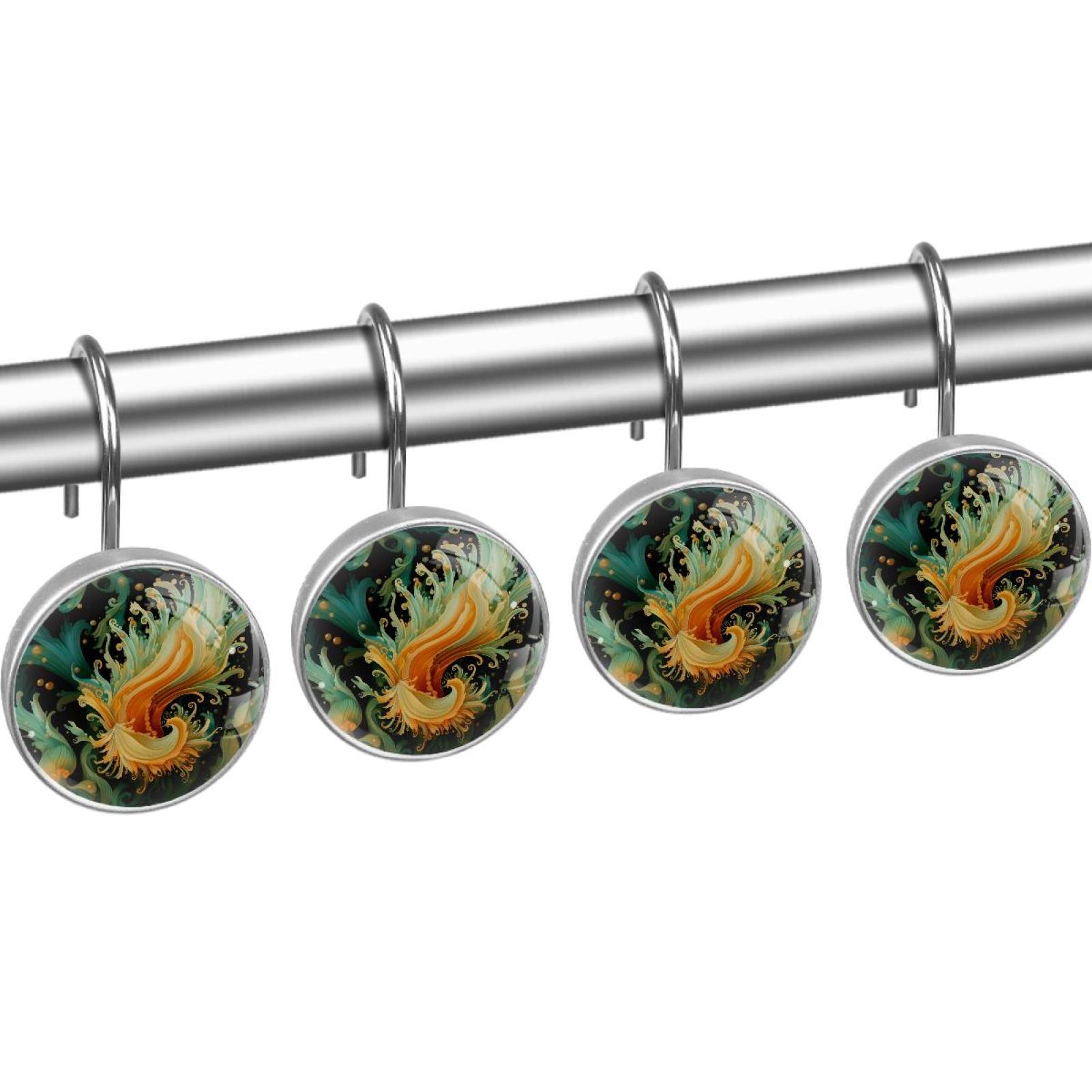 HemaKayy 12 Pcs Decorative Shower Curtain Hooks - Stainless Steel Rings for Bathroom Décor - Easy Glide & Secure Hold - Perfect Decoration for Bathroom Shower Rods - Ocean Sea Slug