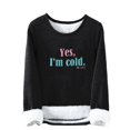 thumbnail image 2 of Women's Crewneck Sweatshirt Warm Lined Sweatshirts Long Sleeve Underwear Winter Fleece Pullover Solid Color Warm Sweater With Sleeves Turned Over Top Sweater Underwear Winter Fleece Sweatshirt, 2 of 5
