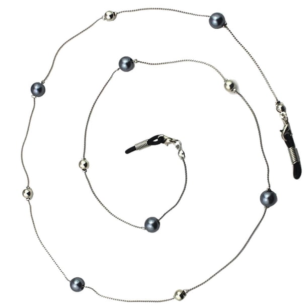 Cadena para gafas de sol con perlas sintéticas grises/blancas/negras