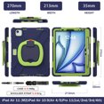 thumbnail image 7 of For iPad Air 11 inch M3 2025/M2 2024 Case, 360 Rotatable Handle Stand, Shoulder Strap, Drop-Proof Design, NavyBlue Lime, 7 of 7