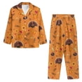 thumbnail image 3 of Renewold Thermal Button Down Pajamas Top for Women Thanksgiving Maple Leaves Turkey Lounge Set of 2 Cozy Home Fall Daily Wear Sleep Shirt Nightwear Size 4XL, 3 of 6