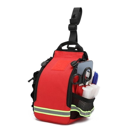 Serenable First Aid Waist Bag with Reflective Strip Multipurpose Adjustable Drop Leg Waist Bag Medical Storage Pouch for Camping Hiking red