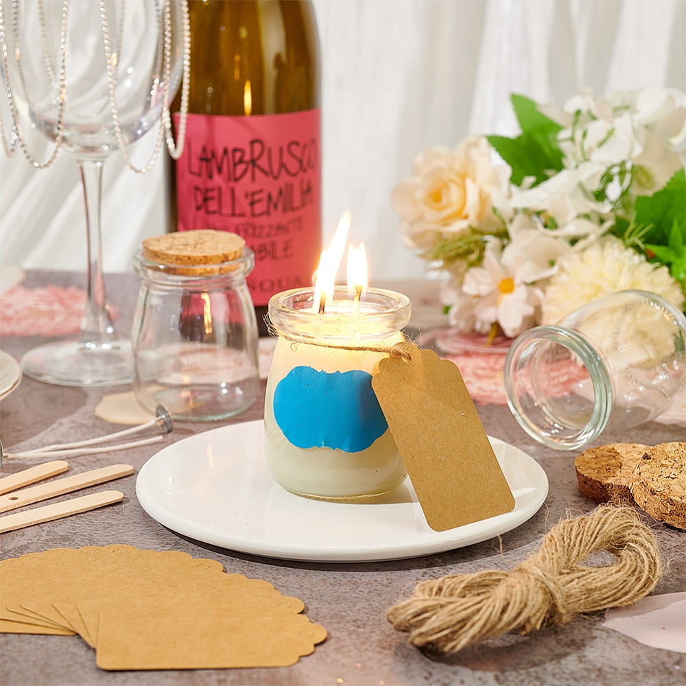 DIY Candle Making Kits including 2 Sheets PVC Blank Self-Adhesive Stickers Paper Blank Gift Tags 20Pcs Glass Wishing Bottles