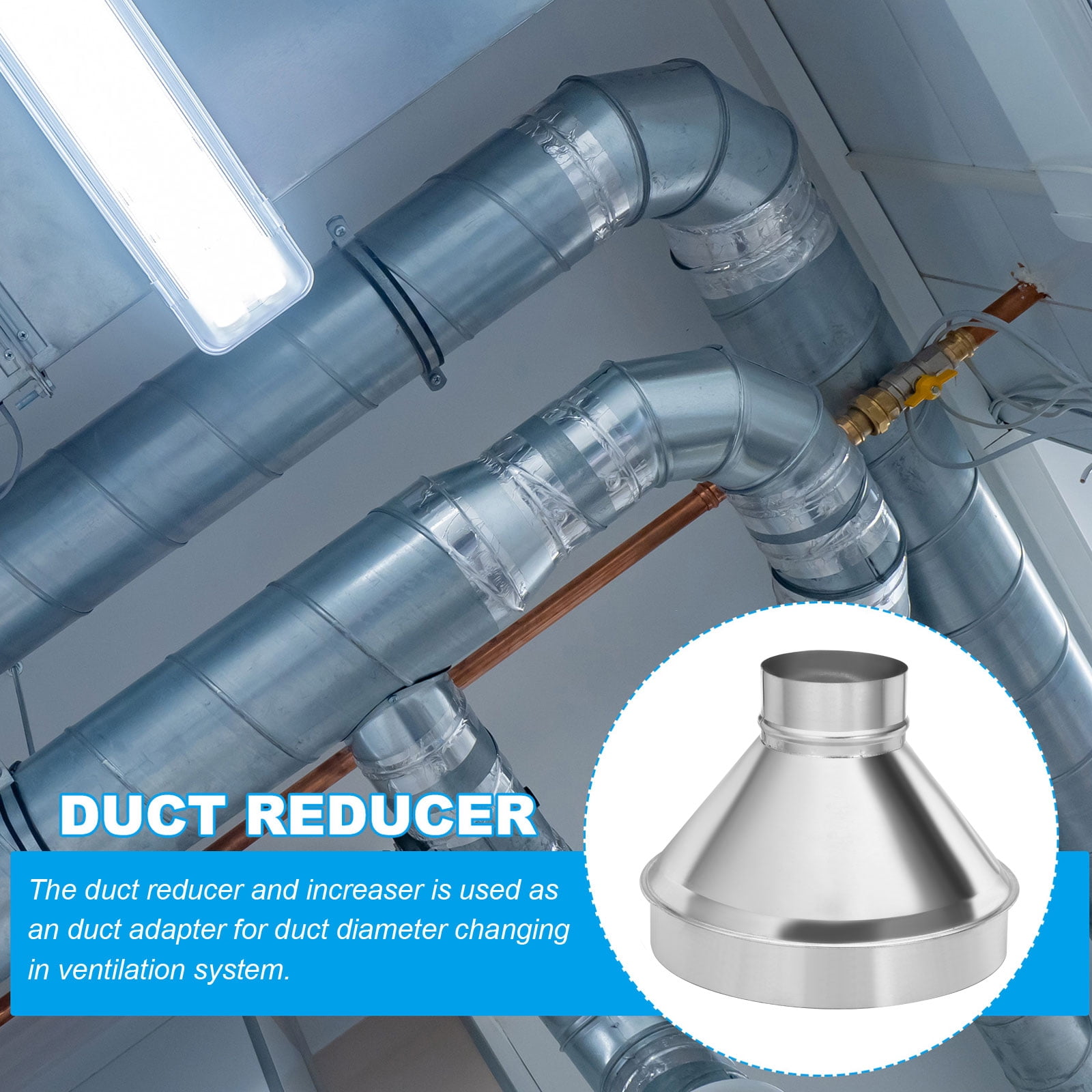 Uxcell 4" to 10" Galvanized Steel Round Duct Reducer Adapter Connector, Silver Tone