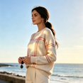 thumbnail image 5 of Sorvello Women's Plaid Knit Sweater, Oversized Crewneck Pullover Long Sleeve, Ribbed Cuffs & Hem Casual Fall Style Complexion S, 5 of 8