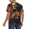 thumbnail image 2 of Lsque Vintage Floral Skull Pattern Mens Polo Golf Shirts Funny Graphics Shorts Sleeve Button Shirts Baseball T-shirt-3X-Large, 2 of 7