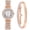 Rose gold, variant on Women Watches Luxury Quartz Watch Ladies Wristwatches with Crown Bangle Set Gifts