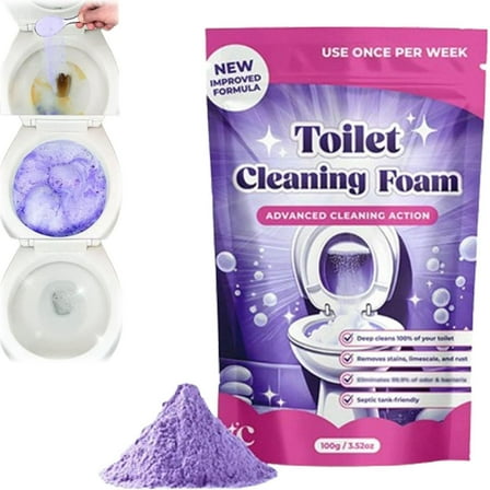 Fast Clean Toilet Cleaner, Insta-Action Foam For Clean Toilet, Eliminates Stains In 20 Min, Touch Free Foaming Cleaner Limescale Remover Powder, Scrub-Free Cleaning, Powerful Deep Cleaning Action
